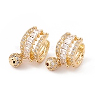 Clear Cubic Zirconia Cuff Earrings with Round Ball Charm, Brass Wide Chunky Rings for Women, Lead Free & Cadmium Free, Real 18K Gold Plated, 21x15x9.5mm(KK-E005-19G)