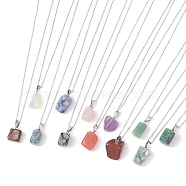 12Pcs 12 Styles Nuggets Natural & Synthetic Mixed Stone Pendant Necklace Sets, with 304 Stainless Steel Chains, 15.98 inch(40.6cm), 12pcs/set(NJEW-JN04887)