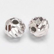 Fancy Cut Faceted Round 925 Sterling Silver Beads, Silver, 5mm, Hole: 1.4mm, about 118pcs/20g(STER-F012-11A)