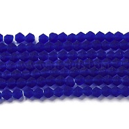 Imitate Austrian Crystal Frosted Glass Beads Strands, Grade AA, Faceted Bicone, Dark Blue, 3x2.5mm, Hole: 0.7mm, about 162~185pcs/strand, 13.15~14.61 inch(33.4~37.1cm)(GLAA-F029-TM2mm-B06)