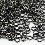 Iron Split Rings, Double Loops Jump Rings, Cadmium Free & Nickel Free & Lead Free, Gunmetal, 4x1.4mm, about 3.3mm inner diameter, Single Wire: 0.7mm, about 20000pcs/1000g(JRD4MM-01B-NF)