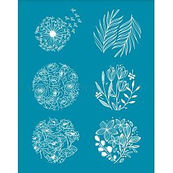Silk Screen Printing Stencil, for Painting on Wood, DIY Decoration T-Shirt Fabric, Flower Pattern, 100x127mm(DIY-WH0341-213)