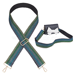 Stripe Pattern Glittered Polyester Adjustable Webbing Bag Straps, with Alloy Swivel Clasps, Dark Green, 78~144x5cm(PURS-WH0005-82KCG-01)