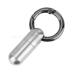 Alloy Small Portable Multi-use Box Keychain, Waterproof Twist-off Bottle, Column, for Cotton Swab, Toothpick, Platinum, 55mm(FS-WG57359-01)