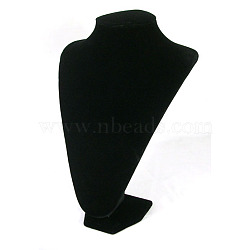 Black Velvet Pedestal Displays, Necklace Display Bust, Wood And Cardboard, 22x32cm(X-S017-1)