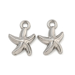 Non-Tarnish 304 Stainless Steel Charms, Starfish Charm, Stainless Steel Color, 14x10x3mm, Hole: 2mm(STAS-I307-517P)