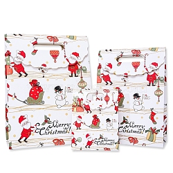 Paper Bags, Gift Bags, Shopping Bags, For Christmas Party Bags, Rectangle, Christmas Themed Pattern, 240x100x320mm(BAKE-PW0007-168A-01C)