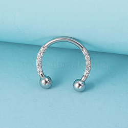 316L Surgical Stainless Steel Micro Pave Clear Cubic Zirconia Circular/Horseshoe Barbell Nose Rings, Stainless Steel Color, 10mm, Pin: 1mm(WG07D83-01)