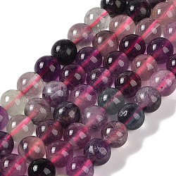 Natural Fluorite Beads Strands, Round, 8mm, Hole: 1mm, about 45~47pcs/strand, 15.16''(38.5cm)(G-P530-B09-03)