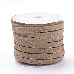 Faux Suede Cord, Faux Suede Lace, Tan, 4x1.5mm, about 5.46 yards(5m)/roll, 25rolls/bag(LW-R003-4mm-1119)