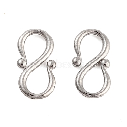 Non-Tarnish 304 Stainless Steel S-Hook Clasps, Stainless Steel Color, 13x6.5x1mm(STAS-L082-001P-02)