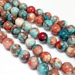 Synthetic Fossil Beads Strands, Dyed & Heated, Round, Colorful, 4mm, Hole: 1mm, about 90pcs/strand, 15.7 inch(G-L028-4mm-05)