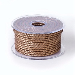 Braided Cowhide Cord, Leather Jewelry Cord, Jewelry DIY Making Material, Camel, 3mm, about 5.46 yards(5m)/roll(WL-I003-3mm-D-10)