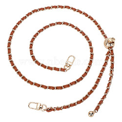 PU Leather & Piatinum Alloy Handbag Chain Straps, for Handbag or Shoulder Bag Replacement, Light Gold, Sienna, 1000~1210x7.5mm(PURS-WH0008-01G-03)