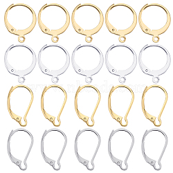 80Pcs 4 Style 304 Stainless Steel Leverback Earring Findings, with Loops, Golden & Stainless Steel Color, 14.5~16.5x10~12x2mm, Pin: 0.6~1mm, 20Pcs/style(STAS-SC0005-85)