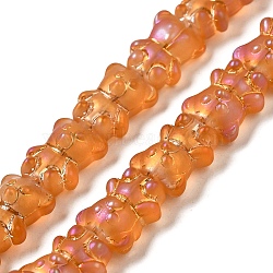 Electroplate Glass Beads Strands, Frosted, Bear, Dark Orange, 15x11.5x9mm, Hole: 1mm, about 45pcs/strand, 25.59''(65cm)(EGLA-Q127-A02-01D)