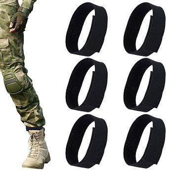 6Pcs Nylon Straps, with Blended Fabric, for Pant Leg Ties, Black, 295x26x2.50mm