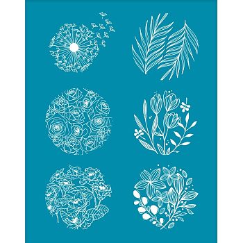 Silk Screen Printing Stencil, for Painting on Wood, DIY Decoration T-Shirt Fabric, Flower Pattern, 100x127mm