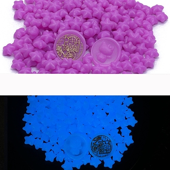 Luminous Sealing Wax Particles, for Retro Seal Stamp, Star, Dark Orchid, Packing: 125x90mm