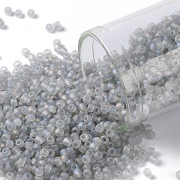 TOHO Round Seed Beads, Japanese Seed Beads, (176AF) Matte AB Black Diamond, 11/0, 2.2mm, Hole: 0.8mm, about 1110pcs/10g