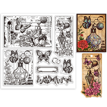 PVC Plastic Stamps, for DIY Scrapbooking, Photo Album Decorative, Cards Making, Stamp Sheets, Film Frame, Butterfly, 15x15cm