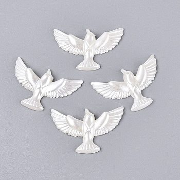 ABS Plastic Imitation Pearl Pendants, Pigeon Charm, White, 23x35.5x4mm, Hole: 1.5mm