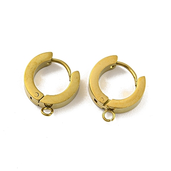 304 Stainless Steel Hoop Earring Findings, Ring, with Horizontal Loops, Golden, 15.5x13.5mm, Hole: 1.8mm, Pin: 1mm