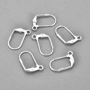 304 Stainless Steel Earrings, Leverback Earring Findings, with Loop, Silver, 18x12x1.5mm, Hole: 2mm, Pin: 0.8mm