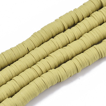 Handmade Polymer Clay Beads Strands, for DIY Jewelry Crafts Supplies, Heishi Beads, Disc/Flat Round, Light Khaki, 6x0.5~1mm, Hole: 1.8mm, about 290~320pcs/strand, 15.75 inch~16.14 inch(40~41cm)