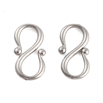 Non-Tarnish 304 Stainless Steel S-Hook Clasps, Stainless Steel Color, 13x6.5x1mm