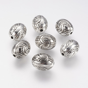 CCB Plastic Beads, Sports Beads, Rugby, Antique Silver, 17x13mm, Hole: 2mm