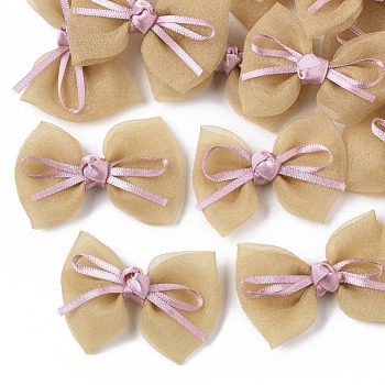 Handmade Woven Costume Accessories, Bowknot & Hair Bows, Goldenrod, 35~40x44.5~48x12~14mm