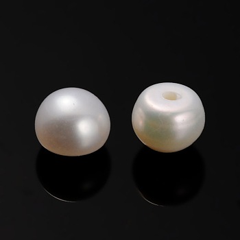 Natural Cultured Freshwater Pearl Beads, Half Drilled, Rondelle Antique White, 5~5.5x4mm, Hole: 0.7mm