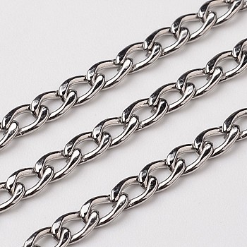 3.28 Feet 304 Stainless Steel Twisted Chains Curb Chains, Unwelded, Stainless Steel Color, 3x1mm
