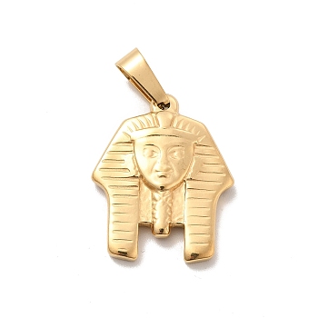 Vacuum Plating 201 Stainless Steel Pendants, Pharaoh Charms, Golden, 25x20x4mm, Hole: 8.5x4.5mm
