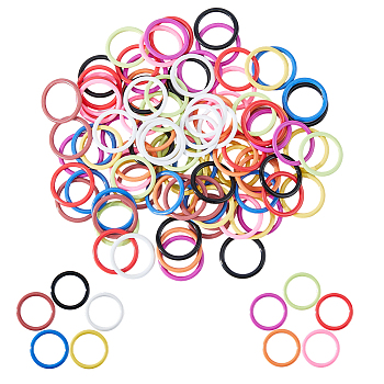 100Pcs 10 Colors Baking Paint Iron Stitch Markers Rings, Mixed Color, 1.55x0.15cm, Inner Diameter: 1.25cm, 10pcs/color