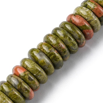 Natural Unakite Beads Strands, Disc, 12x3.5~4mm, Hole: 1.4mm, about 51pcs/strand, 7.48~8.19 inch(19~20.8cm)