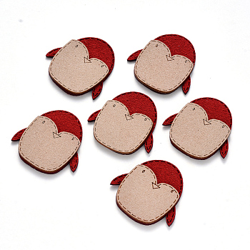 Faux Suede Patches, Costume Ornament Accessories, for Magic Tape Hair Clip Making, Bird, Red, 35x36x3mm