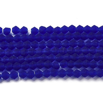 Imitate Austrian Crystal Frosted Glass Beads Strands, Grade AA, Faceted Bicone, Dark Blue, 3x2.5mm, Hole: 0.7mm, about 162~185pcs/strand, 13.15~14.61 inch(33.4~37.1cm)