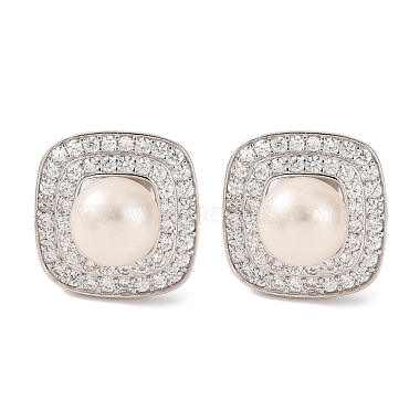 White Square Pearl Earrings