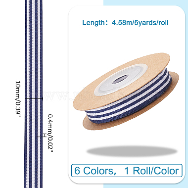 6 Rolls 6 Colors Polyester Stripe Ribbons(OCOR-WH0045-07)-2