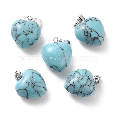 Platinum Heart Turquoise Pendants