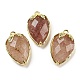 pendentifs à facettes en quartz fraise naturel(G-M431-06G-06)-1