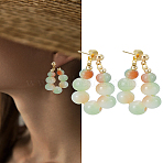 1Pair Round Acrylic Beaded Hoop Earrings, Golden, 35x8.5mm(EJEW-LP0008-002)