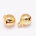 Brass Small Bell Charms, Cadmium Free & Nickel Free & Lead Free, Real 18K Gold Plated, 11x8mm, Hole: 2mm(KK-P046-01G-8mm-NR)