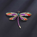 Dragonfly Enamel Pins, Alloy Rhinestone Lapel Pins for Backpack Clothes, Colorful, 47x71mm(ALRI-I022-02KCG)