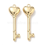 Alloy Pendants, Heart Key Charms, Rack Plating, Cadmium Free & Lead Free, Golden, 48x15x8.5mm, Hole: 2.5mm(PALLOY-A025-01B-G)