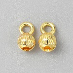 Brass Folding Crimp Ends, Round, Golden, 10x7x6mm, Hole: 2mm(KK-WH0079-124G)