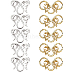 10Pcs 2 Colors 999 Fine Silver Hook Clasps, M Clasps, with Jump Ring, Platinum & Golden, 9.5x10x1mm, Hole: 3mm, 5pcs/color(STAS-PH0006-25)