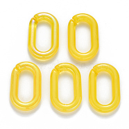 Transparent Acrylic Linking Rings, Quick Link Connectors, For Jewelry Chains Making, AB Color Plated, Imitation Gemstone Style, Oval, Yellow, 37.5x23x6mm, Inner Diameter: 25.5x11mm(TACR-T016-05D)